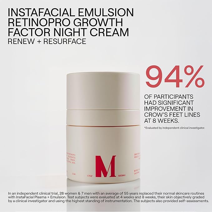 Dr. Diamond's Metacine InstaFacial Emulsion Retinopro Growth Factor Night Cream | Retinoid & Growth-Factor Complex with Niacinamide, Peptides & HA for Resurfacing, Skin Renewal & Hydration, 1.7 oz