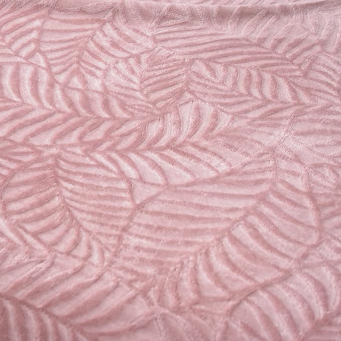 Super Soft Flannel Fleece Throw Blanket, 60 x 80 Inches, Dusty Rose | Lightweight Cozy Warm Leaves Textured Plush Blanket for Bed Couch Sofa