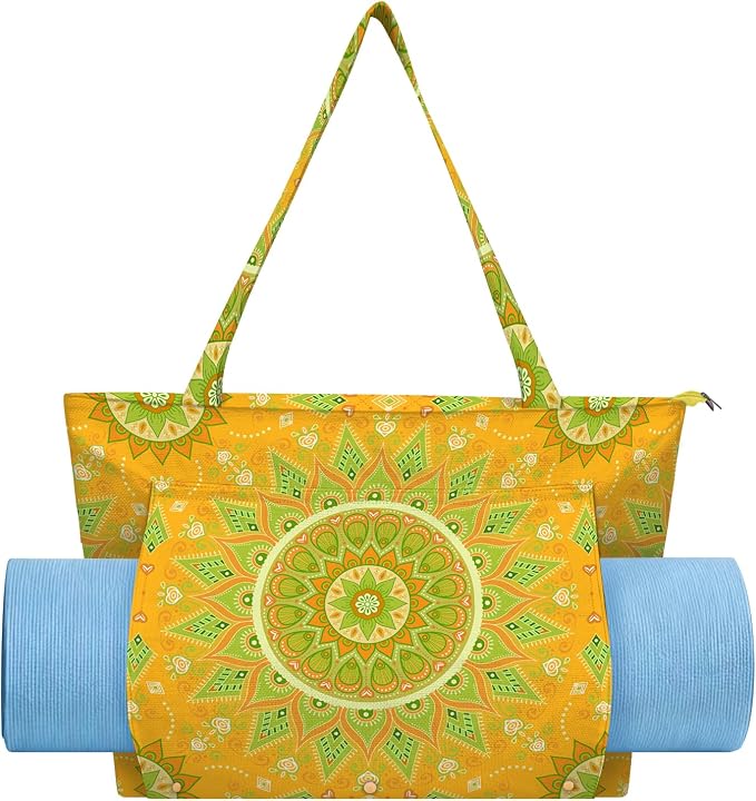 Mandala Yoga Mat Bag Large Yoga Bags and Carrier Fits All Your Stuff Yoga Tote Bags with Zipper Pocket Pilates Bag