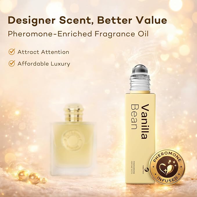purefittech Pheromones Perfumes for Women Vanilla Bean Roll-on Perfume Long Lasting Pheromone Perfume,Travel-Size Extrait De Parfum, All-Day Fresh, Ideal Gift, Made in USA, 0.34 fl oz (10ml)