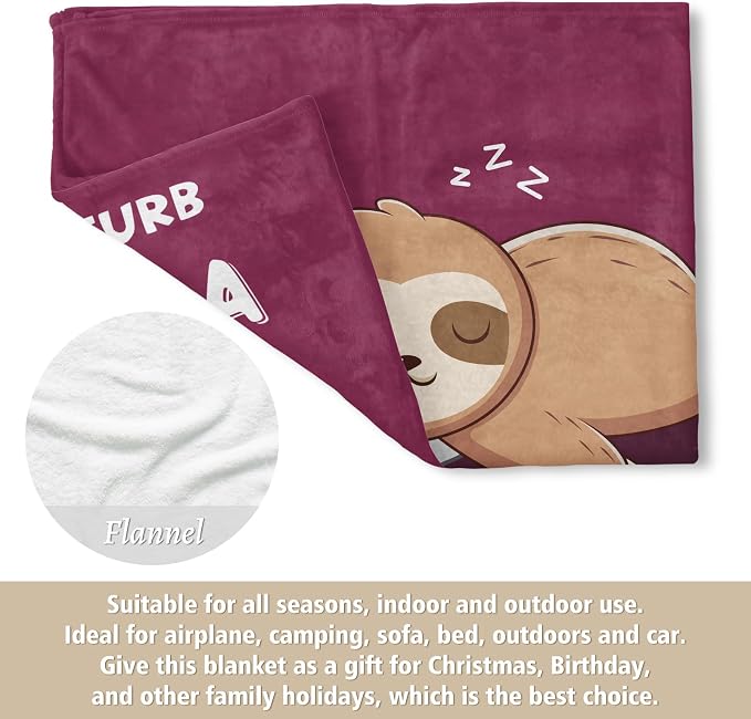 Leebbsin Funny Gifts for Grandma, Grandma Birthday Gift from Grandkids | Grandma is Charging Sloth Blanket 60" x 50" Burgundy, Grandmas Gift for Christmas Mothers Day, Soft Sloth Blanket for Grandma