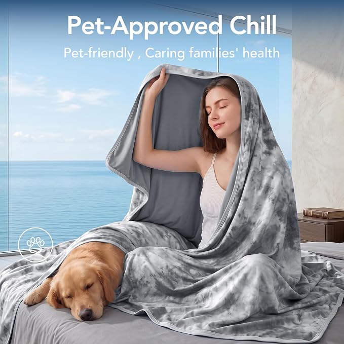 Cooling Blanket King Size 90"x104" for Hot Sleepers | Cold Summer Soft Blanket for Bed Couch and Travel Absorbs Heat Q-Max>0.35 Cool Lightweight Throw for Night Sweats Menopause