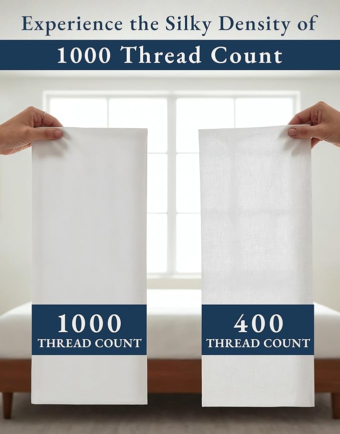 LANE LINEN 100% Cotton California King Sheet Sets - 1000 Thread Count, Soft & Comfy Luxury Hotel Like Thick Fully Elasticized Bed Sheet, No Pill Fade Resistant Oeko Tex Certfied Cal King Sheet - White