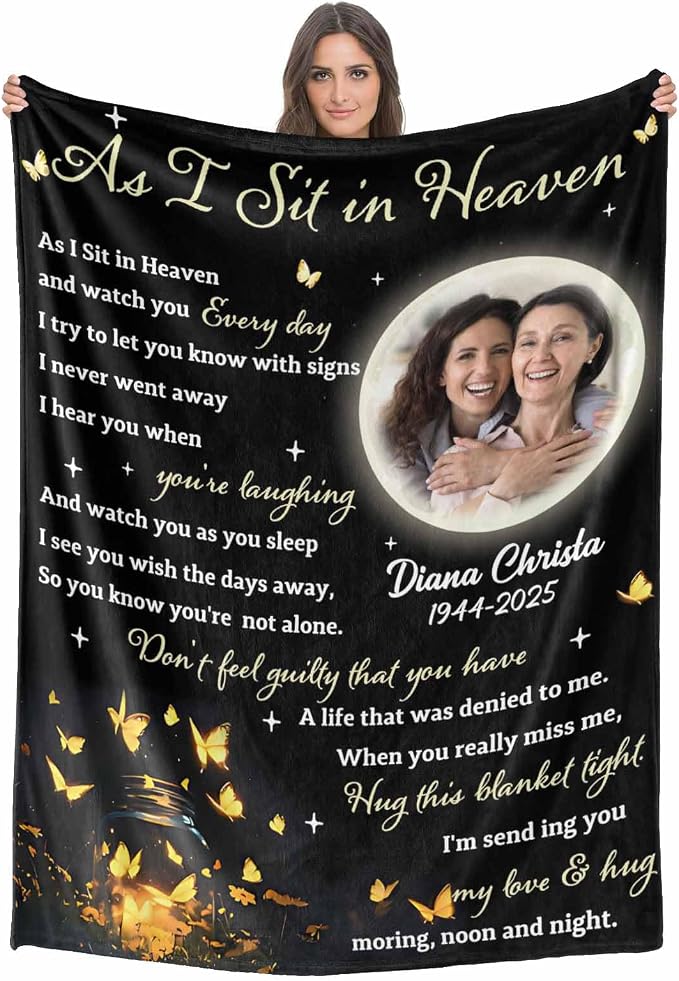 Custom Memorial Blanket with Photo - Sympathy Gift for Loss of Loved One
