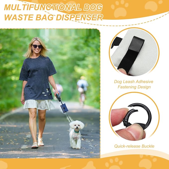 Dog Poop Bag Holder, Pet Waste Bag Dispenser Dog Treat Pouch with Zipper Oxford Cloth Portable Reusable Easy Cleanup(1Pcs, Gray), Intended for Outdoor/Travel/Walking