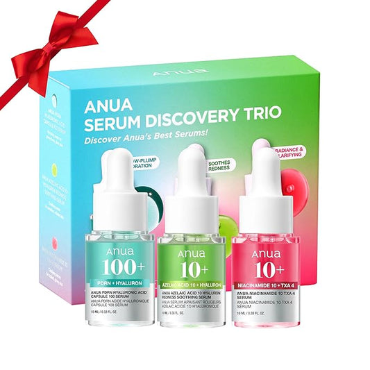 Anua Serum Discovery Trio, Mini Face Serum Travel Size Kit with Hyaluronic Acid, Niacinamide & Azelaic Acid, Hydrating Soothing Gift Set for Women, Korean Skincare Set -10ml/0.33fl.oz × 3EA