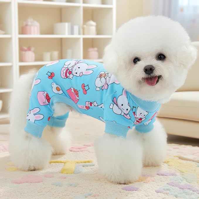 XPUDAC 4 Pack Dog Pajamas for Small Medium Dogs Soft Pet Pjs Onesies, XXL | Stretchy, Breathable, Cute, Sleepwear, Gentle on Skin, Dog Recovery Suit, Shedding Suit, All Seasons