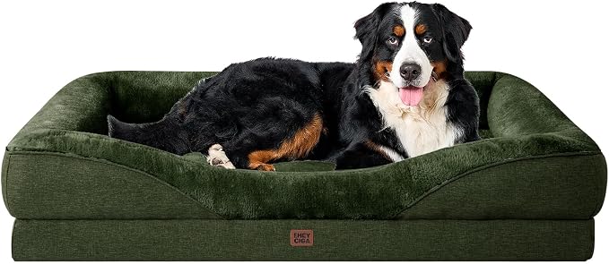 EHEYCIGA Orthopedic XXL Dog Bed for Large Dog, Memory Foam Dog Couch | 52x41 Inch Extra Large Sized Dog Sofa with Sides, Waterproof Liner & Washable Removable Cover, Bolster Pet Couch