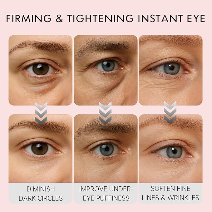 Instant Eye Tightening Cream with Brush, Firming & Lifting for Under Eye Bags, Rapid Fine Lines, Puffiness, Dark Circles, Anti Aging, Refreshing Formula for All Skin Types, 0.67oz
