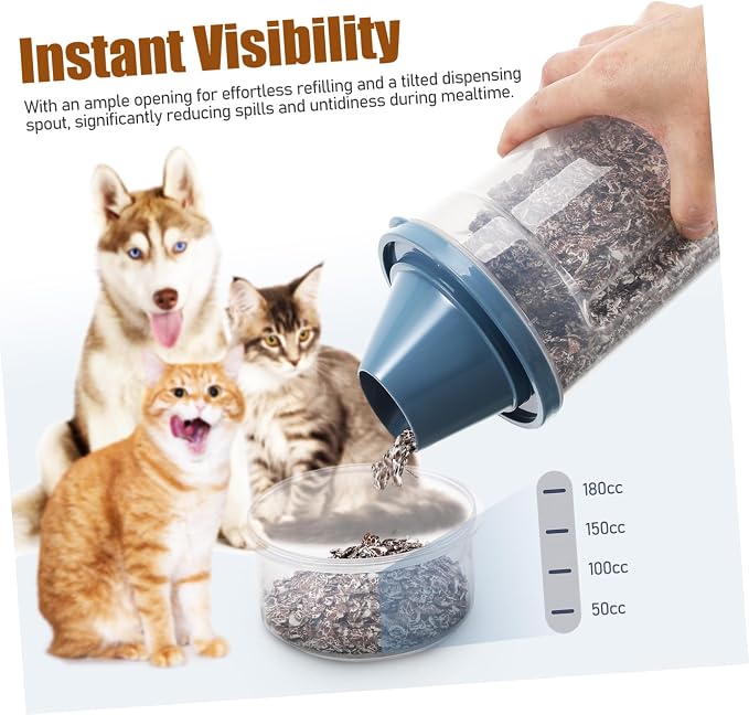 2Pcs Airtight Pet Food Storage Containers Clear Dog Food Bin with Tilted Spout No Spill Design for Cats and Dogs