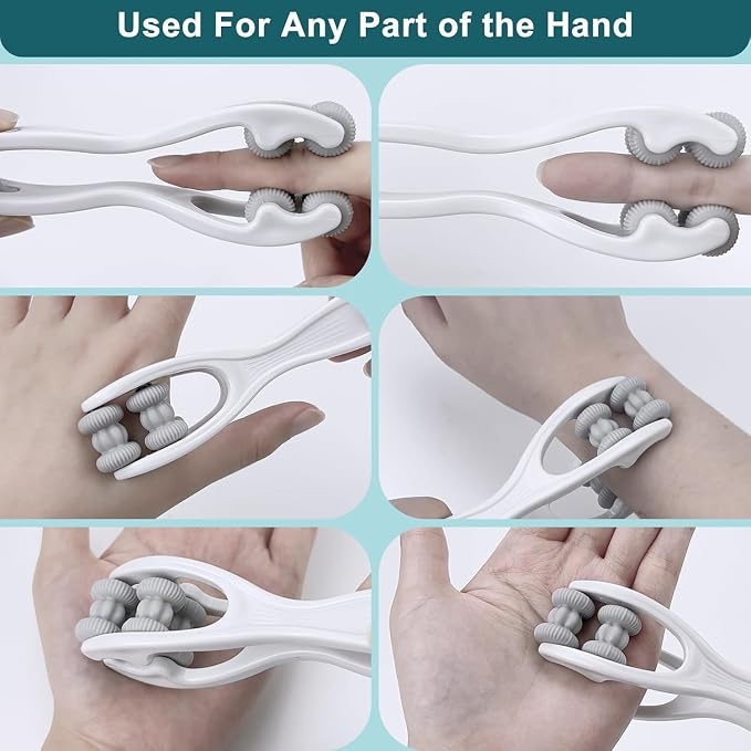 2pcs Finger Massager for Arthritis Finger Arthritis Pain Relief Manual Massage Tools Hand Massage Roller Thumb Massager for Woman Mothers Day Gift Palm Foot Acupressure Tool (White)
