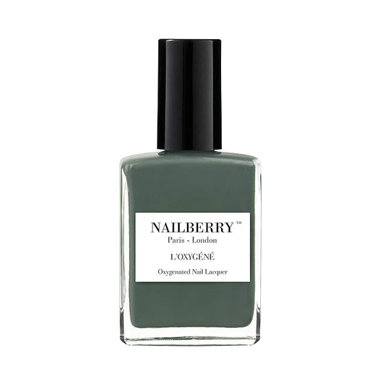 Nailberry L'Oxygéné Oxygenated Nail Lacquer | Viva La Vegan | Dark Khaki Opaque Nail Polish | UV Protected Long-Wear Nail Polish | 12-Free | Vegan | Certified Halal | Cruelty & Gluten Free | 15 ml