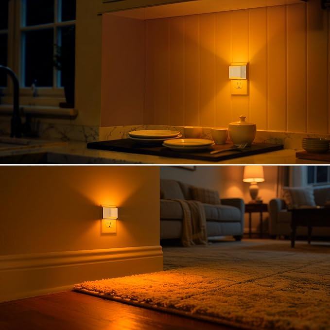 Night Light, Night Lights Plug into Wall, Adjustable, Amber | 3 Level Brightness Adjustable Night Light, Dusk to Dawn Sensor Nightlights for Adults, Bedroom, Bathroom, Hallway, 4 packs