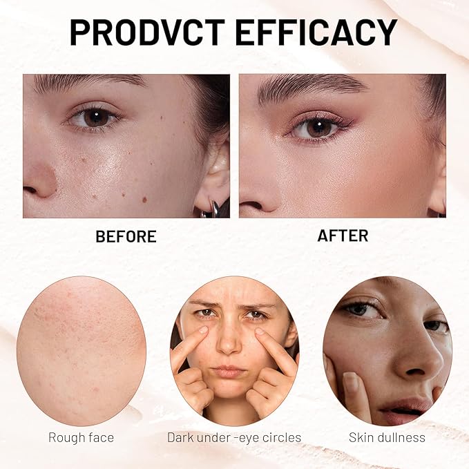 2 In 1 Anti Wrinkle Foundation Stick, Korea Flawless Eraser Foundation Stick- Hydrating Lightweight, Double Head Foundation Make Up Stick with Brush,Multi-Use Face Makeup Contour Stick (Natural,2pcs)