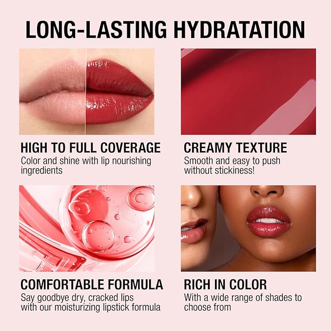 Jolilab 2 Colors Cream Texture Lip Gloss Set - Highly Pigmented,Hydrating, Moisturizing Makeup for Women(#7+8)