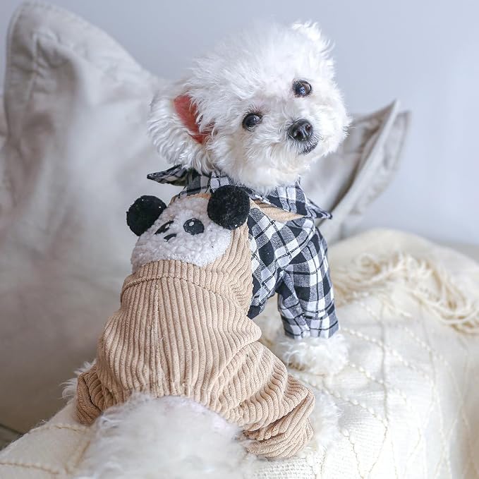 Dog Stylish Overalls Comfortable Puppy One Piece Outfits Summer Bib Overalls for Small Dogs Cute Pet Onesie Jumpsuit Chihuahua Yorkies Birthday Holiday Clothes Cat Costume