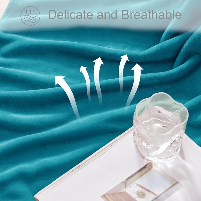 Exclusivo Mezcla Soft Fleece Blanket King Size for Bed, Teal | 104x90 Inches, Double-Sided Brushed Flannel, Lightweight Plush Cozy Blanket for Home Decor, All Season, Machine Washable