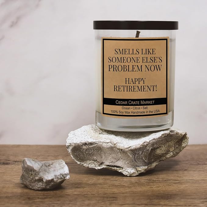 Retirement Gift for Woman, Men - Handmade in USA, Soy Wax Candle- Best 2025 Retired Gifts for Women, Men, Friends, Coworker, Teacher, Military, Nurse, Funny Retirement Candle, Humorous Present
