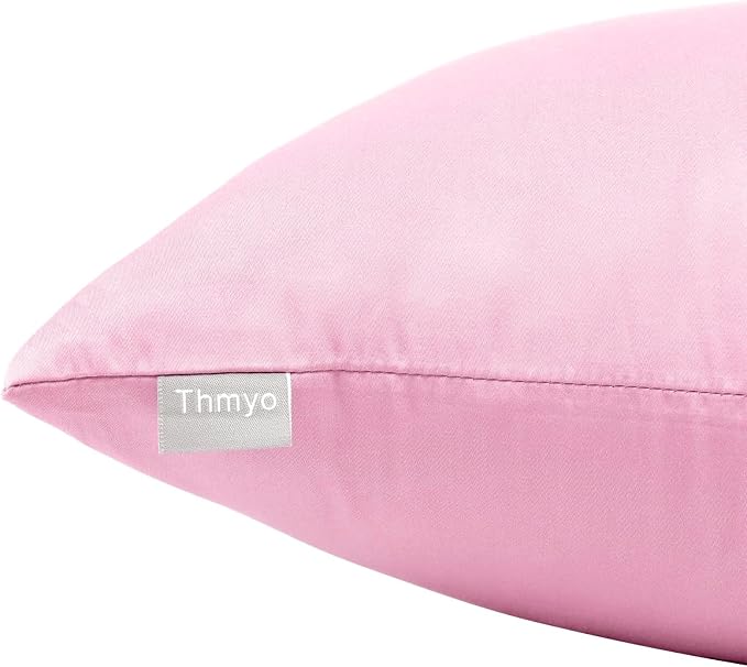 Thmyo 4-Pack 100% Cotton Comfortable Solid Decorative Throw Pillow Case Square Cushion Cover Pillowcases Sublimation Blank DIY Pillow Covers for Sofa(Only Covers,No Pillows)(26x26inch/66x66cm,Pink)