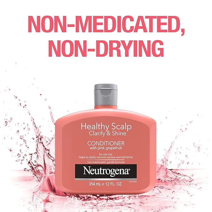 Neutrogena Exfoliating Healthy Scalp Clarify & Shine Conditioner for Oily Hair and Scalp,Anti-Residue Conditioner with Pink Grapefruit,Paraben & Phthalate-Free,Color-Safe,12oz,(Pack of 2)