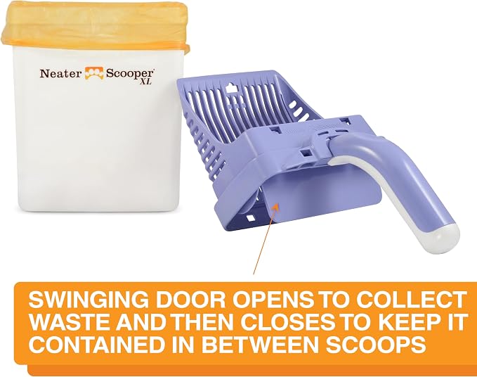 Neater Pet Brands Neater Scooper XL Cat Litter Scoop, 15 Refill Bags – Extra-Large Capacity Mess-Free Cat Litter Scooper with Bag for Large & Multiple Cats, Spill-Proof Litter Box Scooper with Holder