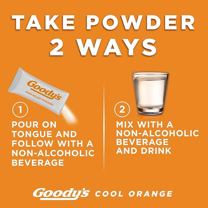 Goody's Extra Strength Headache Powder, Cool Orange Flavor, Dissolve Packs, 4 Individual Packets