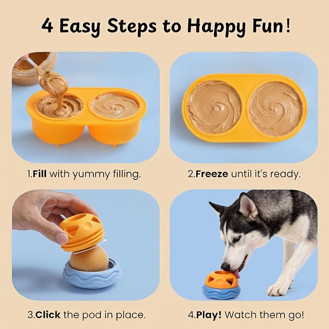 Nocciola Enrichment Dog Licking Toy Set, Frozen Treat Molds & Interactive Feeder for Large Dogs, Freezable Rubber Dog Lick Bowl Long-Lasting to Keep Them Busy, Engagement & Anxiety Relief