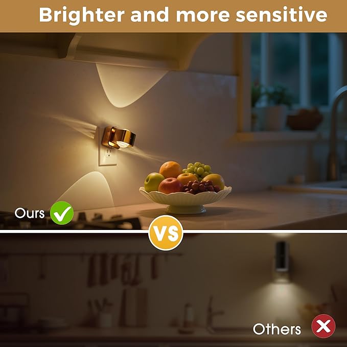 L LOHAS LED Night Light Projector, Night Lights Plug into Wall Light Sensor | Dusk to Dawn Sensor, Rotating Nightlight for Kids, Soft White Swivel Ambient Lighting for Bathroom, Gaming Room, Gifts,2 Pack
