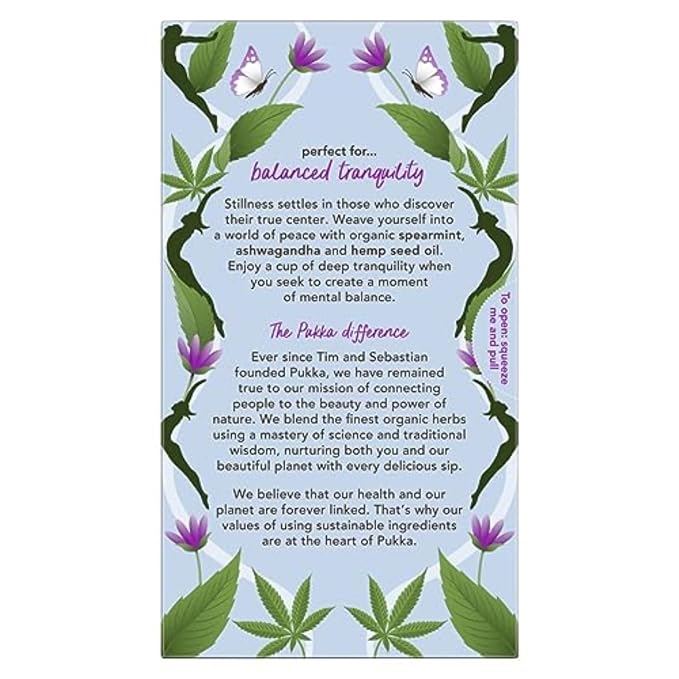 Pukka Peace Organic Tea Bags, Herbal Tea with Spearmint, Ashwagandha, and Hemp Seed Oil, Perfect for Balanced Tranquility, Caffeine Free, 80 Total Tea Bags (20ct - Pack of 4)