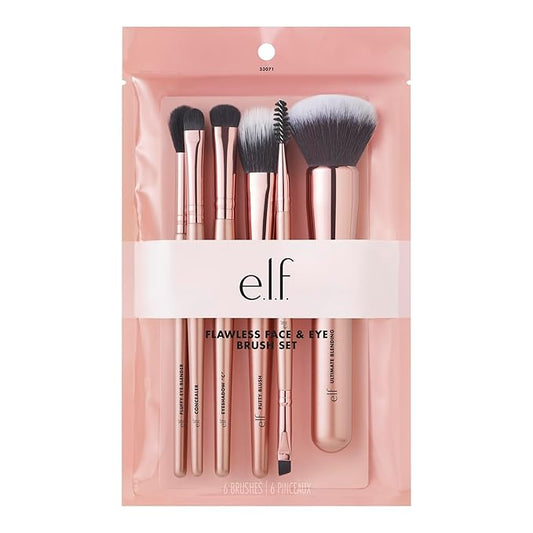 e.l.f. Flawless Face Kit, 6-Piece Brush Collection, Brushes For Face, Eyes & Brows, Vegan & Cruelty-Free