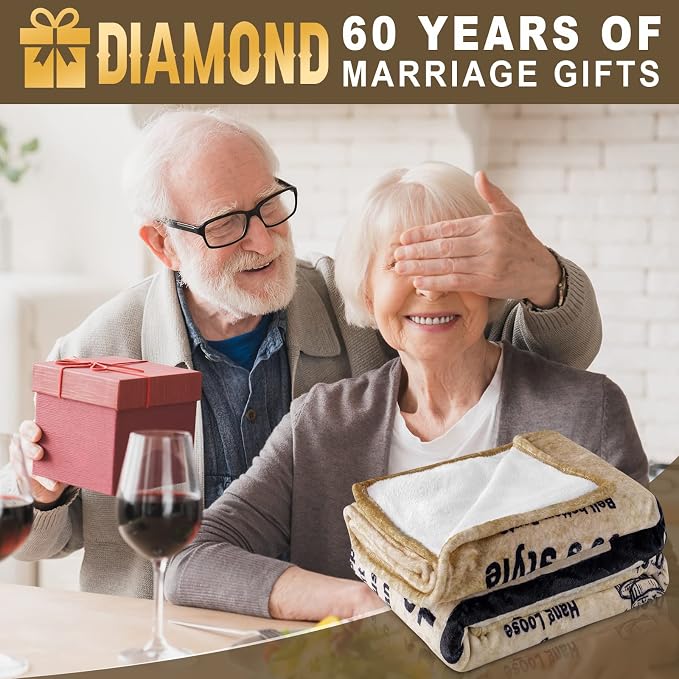 60th Anniversary Blanket Gifts Gift for 60th diamond Wedding Anniversary Sixty Years of Marriage Gifts for Couple Wife Husband Dad Mom Parents Grandpa Grandma Grandparents Back in 1966 Blanket 60x50