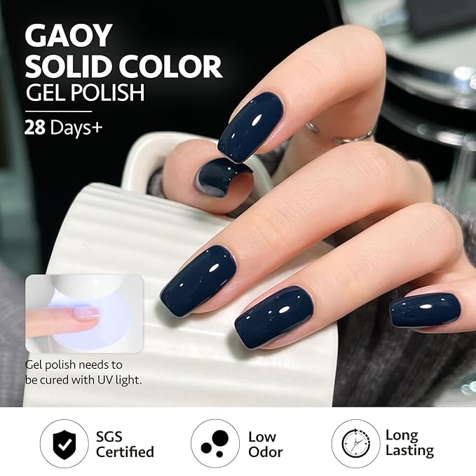 GAOY Blue Gel Nail Polish, 16ml Soak Off Gel Polish, UV Light Cure for Nail Art DIY Manicure at Home, 2115 Navy Blue