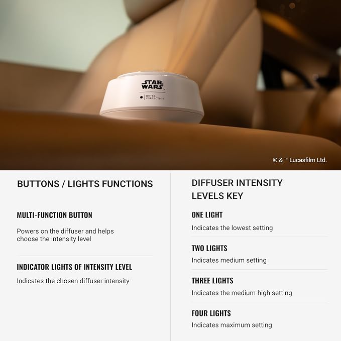 Hotel Collection | Star Wars ™ - Light Side Chauffeur Car Diffuser | Jedi| White Luxury Portable Essential Oil | Aromatherapy Oils Scent Car Diffuser | Auto On/Off Wireless Feature