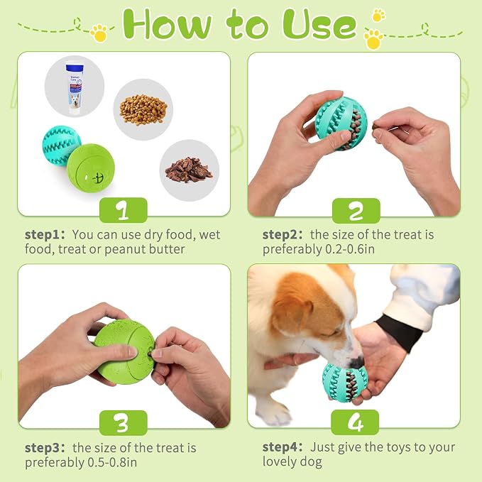 HIPPIH Dog Puzzle Toy 2 Pack, Interactive Dog Toys for Treat Dispensing | Durable Puppy Enrichment Toys, Dog Treat Ball for Teething, Slow Feeder, IQ Training, Blue-2.75'', Green-3.14''