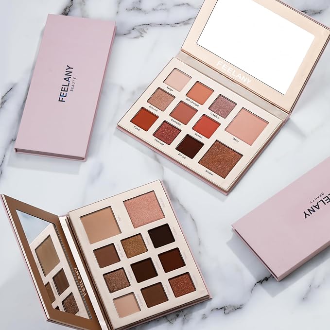 PROFESSIONAL MAKEUP Long Lasting Waterproof Eyeshadow Palette 11 Ultra-pigmented Shimmer & Matte Shades and Naked & Brown Warm Neutral makeup palette with Mirror - Blendable Multi-Purpose