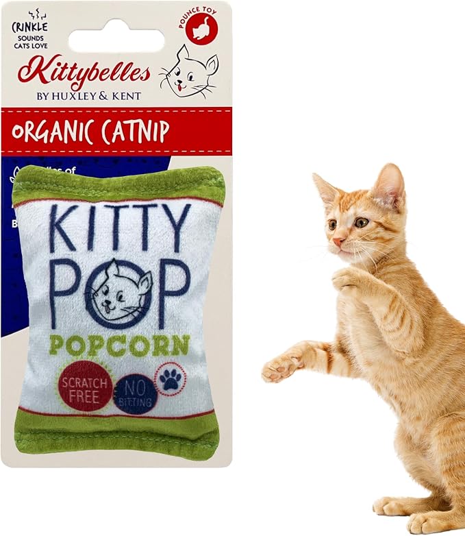 Huxley & Kent Plush Cat Toy - Interactive Catnip Toy for Cats & Kittens - Soft with Crinkle & Catnip - Fun Indoor Play - Kitty Pop