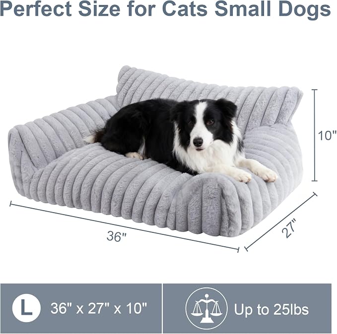 Cute Dog Couch for Medium Large Dogs,Dog Cat Couch Sofa,Dog Bed,L,Grey | Dog Couch Bed with Removable Washable Cover,Cute Fluffy Pet Sofa Cat Couch Bed,Washable Dog Bed Medium Large Size Dog