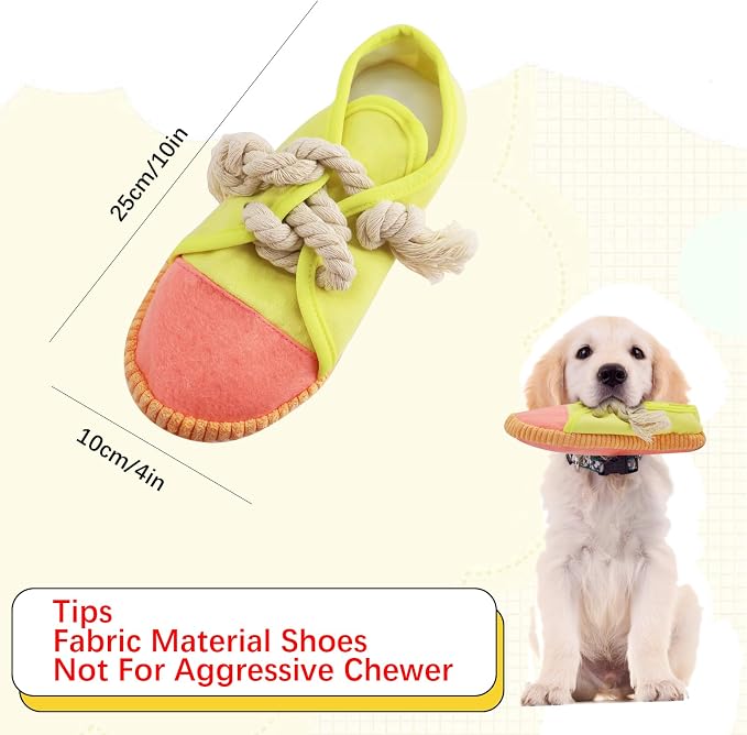 vocheer Durable Dog Chew Toy, Interactive Squeaky Shoe Toy, Yellow