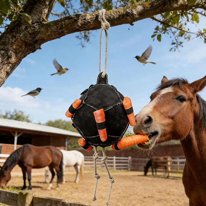 Horse Treat Ball Hay Feeder Holder 55x25cm Hay Dispenser Hanging Slow Feeding Toy for Goat Sheep Relieve Stress