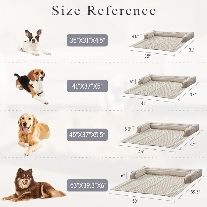 WINDRACING Luxury Dog Couch Bed, Washable Calming Dog Couch Cover, Couch Protector for Dogs, Waterproof Sofa Bed, Pet Bed Mats for Sofa, Pet Sofa Covers （Beige-2XL:53"X39.3"X6"