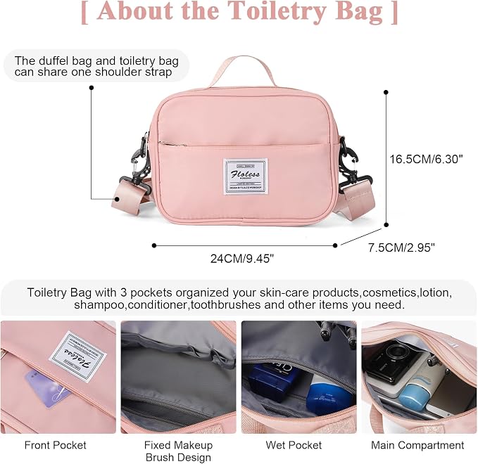 Travel Duffel Bag, Carry On Overnight Weekender Bags for Women | Travel Bag with Wet Pocket & Trolley Sleeve, For Spirit Airlines 18x14x8 Personal Item Bag
