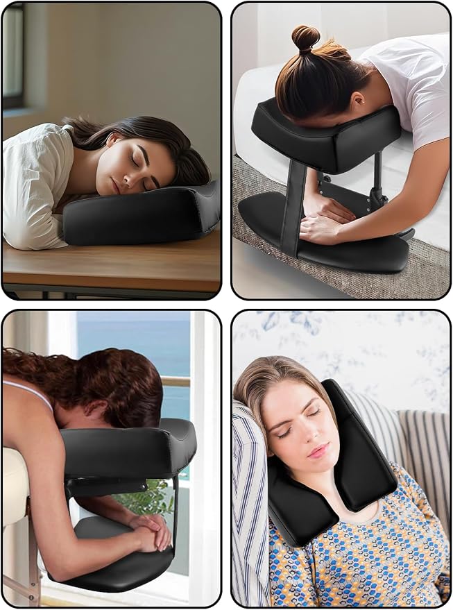 TOROKOM Adjustable Headrest Massage Kit, Face Pillow Cradle & Support Bracket, Hanging Arm Rest, Square Face Pillow for Sleeping Mattress Top(Black)