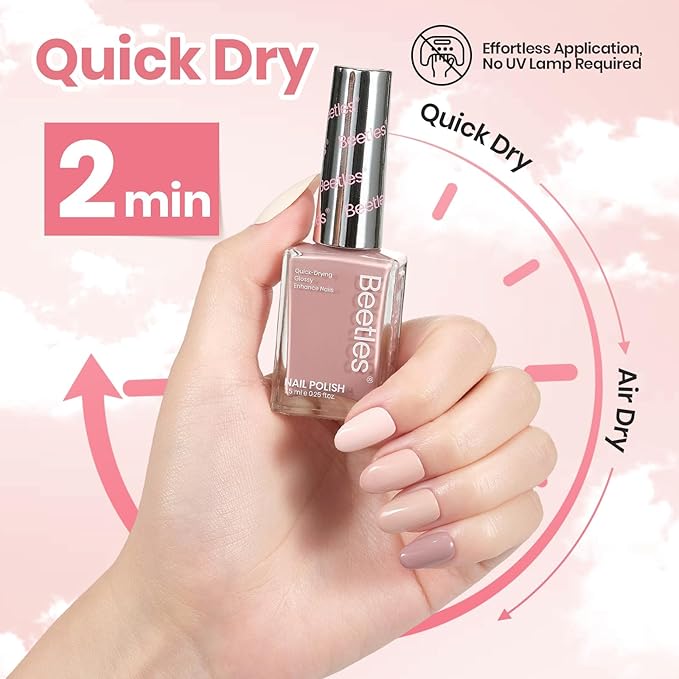Beetles Nude Nail Polish Set - Vanilla Cloud, 6 Corlors Pastel Nail Polish Pink Quick Dry, Long-Lasting Pastel Nails for Summer & Spring Nails Art Effect for Manicure Salon