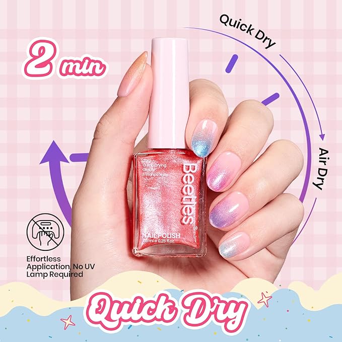 Beetles Spring Nail Polish Set - Candy Galaxy, 6 Colors Pastel Pearl Glitter Nail Polish Quick Dry Set, 7.5ml/0.25 Fl Oz Spring Nails Art, Long Lasting Shine DIY Manicure Easter Nails Gift for Her