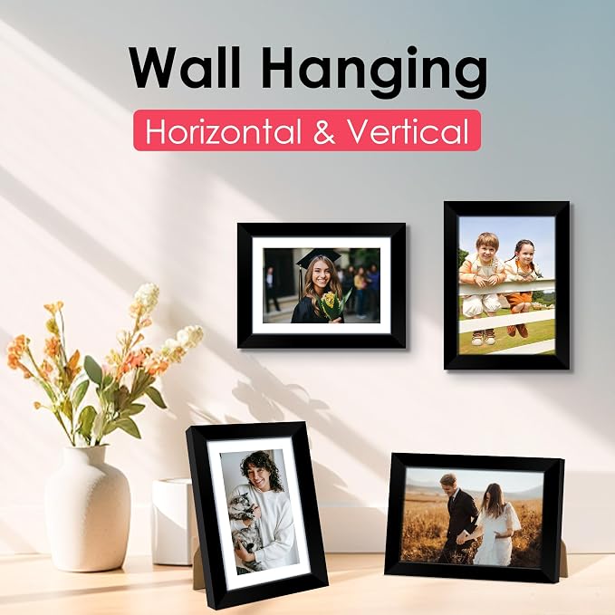 5x7 Picture Frame, Black Photo Frame with HD Plexiglass, Display Pictures 4x6 with Mat or 5x7 Without Mat Multi Picture Frames Collage for Tabletop or Wall Display, 2 Pack