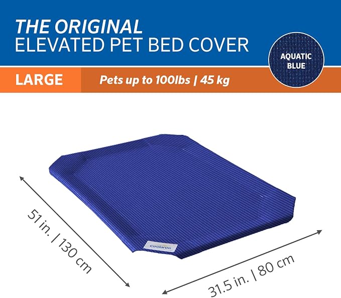 The Original Coolaroo Elevated Pet Bed Replacement Cover, Large, Aquatic Blue