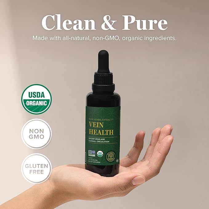 Global Healing Plant-Based Vein Health Liquid Vegan Supplement Drops to Support Blood Flow & Circulation, Helps with Spider & Varicose Veins for Healthy Legs - Organic Horse Chestnut Root - 2 Fl oz