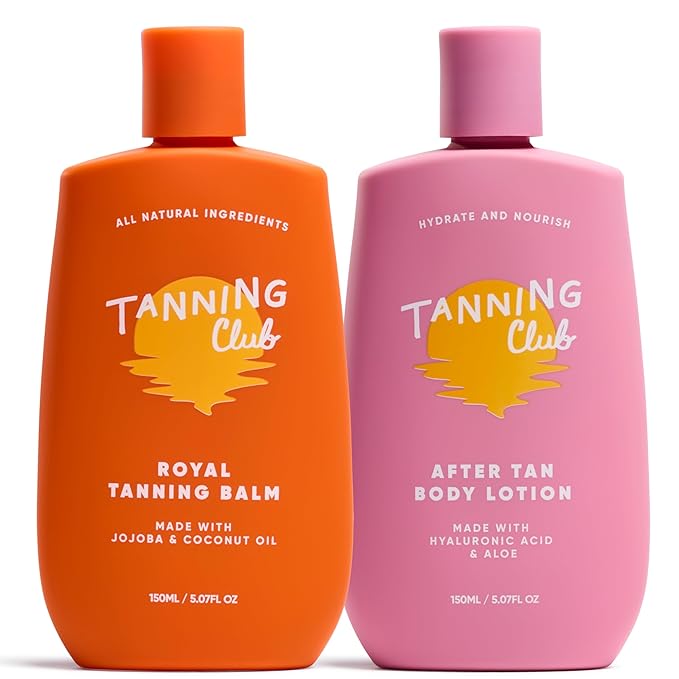Tanning Club Radiant Glow Duo – Royal Tanning Balm & After Tan Lotion – Hydrating Botanical Tan Duo with Hyaluronic Acid, Shea Butter, and Coconut Oil for Smooth, Sun-Kissed Skin - 150ml