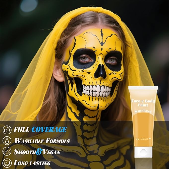 Yellow Face Body Paint,Water Based Face Painting Special Effects For SFX Cosplay Costumes Art Theater Halloween Makeup