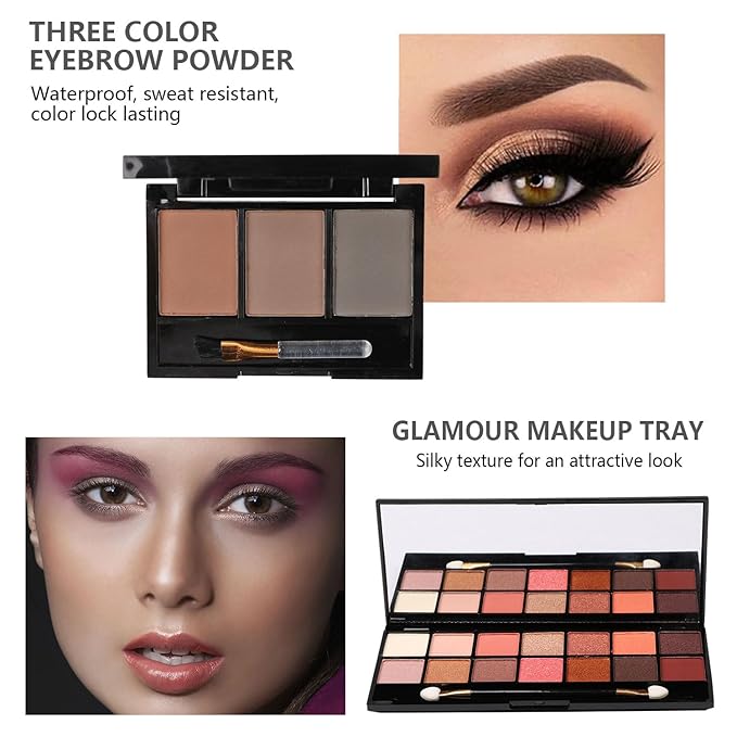 makeup sets for women,Professional Makeup Kit with Eyeshadow Palette,Brushes Set, Foundation, Lip Gloss, Travel Bag, Complete Beauty Set (Black bag)